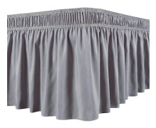 Bedskirt Silky Luxurious Wrap-Around Bedskirt Easy Fit Non-Fading Ruffles Elastic Grey Grey Grey Grey Grey S Grey S