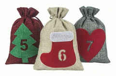 24 st Jul Adventskalender Presentpåse Små Hängande Påsar Nyår Nedräkning Filtpåse Juldekoration[co]