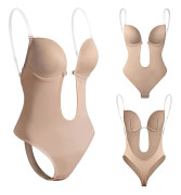 Kvinnors Plunge Rygglös Kroppsshapande BH, Osynlig Rygglös Bröllopsbodysuit, Sömlös Rygglös Push Up BH, Underkläder med Transparent Rem för Bröllopsfestklänning