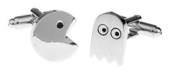Eleganta Silverfärgade Pac Man Manschettknappar - Present Pacman Spel Nostalgi