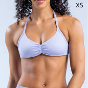 Axelbandslös BH Dam Öppen Rygg Gym Crop Top Lågt Stöd Rynkad Halterneck purple-XS