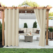 Utomhusgardin - Mörkläggningsgardiner och Draperier Termiskt Isolerad Vind- och Värmebeständig för Pergola Patio, Terrass, 210 B x H 230 cm, Brun - DENUOTOP