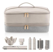 Travel Hairdressing Tool Storage Bag with Handle Large Capacity Hair Roller Container for Business Trip Grey