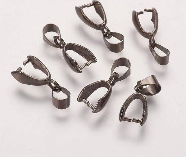 12 st. Gunmetal (svarta) "Pinch Bail" hållare