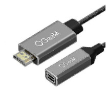 Qgeem HDMI Enkel Till Mini DP Konverter Adapter Kabel UHD 4K@30Hz Plug