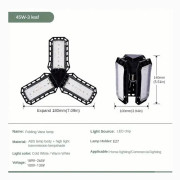 LED Garagelampor, 40W 60W 80W 10000LM Super Stark Garagelampa LED Verkstadslampa Med Justerbara Paneler, E27 Skruvsockel 45W Warm White 3200k