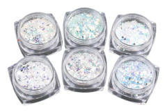 6pcs Nail Sequins Stylish Thin Plastic Shiny Nail Glitter Powder For Home