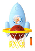 Rocket Basket Hoop Shooting Trainer Barn Basketball Trainer Vikbar Shooting Set för barn Blå