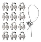 Wire Rope Clips, 12st M3 Rostfria Vajerlås, U-bult Vajerklämma för Industri, Hushåll, Lastning och Lossning av Gods