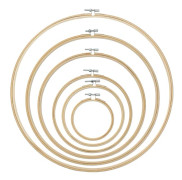 4 Pieces 4 Sizes Round Bamboo Embroidery Hoop Circle Cross Stitch Hoop Ring for Craft Sewing, with Gold Eye Embroidery Needles