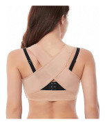 3 st Bröststöd för Kvinnor, Hållningskorrigerare Ryggstöd BH Formare, X-Strap Väst Shapewear Toppar Beige S