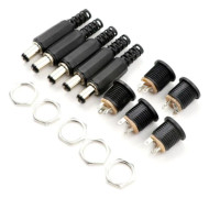12V 3A Plastik Hankontakter + Hona Uttag Panelmontering Jack för DC Ström Anslutning 2.1mm x 5.5mm Kabel Ström Pigtails Adapter