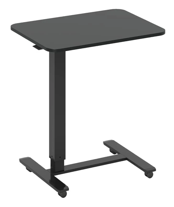 Höj- och sänkbart ståbord i C-form med 4 hjul – 65 × 48 × 70–110 cm, svart