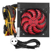Stationär Dator Strömförsörjning 500W ATX 24-PIN 115V 230V Justerbar Tyst Röd Fläkt