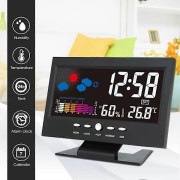 Väckarklocka Digital Färg LCD Bakgrundsbelysning Termometer Hygrometer Väderstation Qinhai