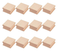 12 st Obehandlade Trästämpelämnen, 4x4x2 cm Bok Massiva Träblock för DIY Hantverk - Kompatibla med Gummistämplar[D]
