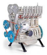 Inline-fyracylindrig Bilmotormodell, V4 Modellmotor Full Metall Monteringskit, Mini Motormodell Leksak för Vuxna och Barn (2021 Version)