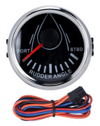 52mm Universell Båt Rodervinkelindikator 0-190ohm Signal med Rodergivare 9-32V Bakgrundsbelysning Mätare för Båt Yacht Svart Urtavla Silver Kåpa