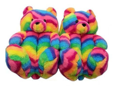 Nallebjörnstofflor, plyschfodrade, förtjockade bomullsfodrade tofflor för hemmabruk 24cm Children's (30-36)