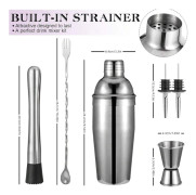 Cocktail Shaker 6 Delar Cocktailkoppar i Rostfritt Stål, Cocktailverktygsset