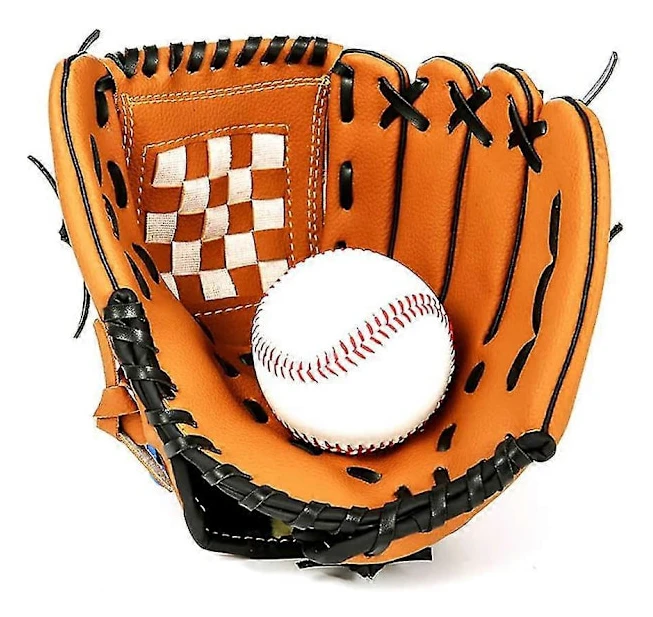 Baseboll- och softballpitcherhandskar för barn, vuxna, vänster hand, brun, litchimönstrad, förtjockad 11,5 tum
