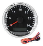 85mm 3.3 Tum Båtturtalsmätare Sensor IP67 Tacho Mätare 12V 24V Rött Ljus LCD-skärm Service Timräknare 3000 RPM Silverram Svart Urtavla
