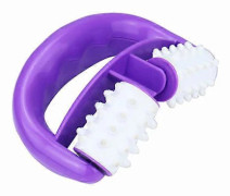 Handhållen massagerulle, helkropps anti-cellulit 2 hjul manuell muskelmassager lämplig för fot, hand, kropp Purple