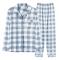 Mjukt Silke Långärmad Dam Plaid Skjorta Pyjamas Blue M