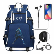 CR7 Fotboll Ryggsäck med USB-Laddning, Ronaldo Skolryggsäck, Resväskor för Laptop, Tonåringar och Studenter