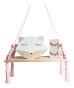 Väggmonterad hylla Flytande hylla Träställ Gunga Hängande vägg hylla Väggskiva Macaron-bräda Flickors barnrumsdekor 38x14x1cm pink