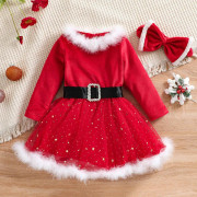 KZQ-Toddler Baby Girl Julklänning Jultomte Klänning Söt Juldräkt