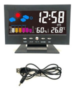 1Scd Color Screen Digital Snooze Alarm Clock Weather Forecast Station Black Q6L5