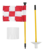 Bärbar 2-delad avtagbar vit röd rutig golf flaggstång hålkopp set för mini putting green trädgårdsträning