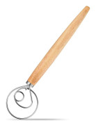 Danish Dough Whisk visp med trähandtag, högkvalitativ omrörningsstav och omrörningsstav för bakverk, pizza