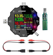 USB C-testare, 3 i 1 Typ C DC5.5 USB-testare Färgskärm IPS Digital Multimeter, Kapacitetsdetektor
