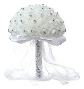 Konstgjorda bröllopsbuketter Handgjorda Rose Flower Strass Brudtärna Brudbröllopsbukett De Mariage Bröllopstillbehör