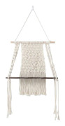 Boho Macrame Vägg Hängande Trähylla Vävda Gobeläng Bomullsrep Hängare för Dekoration, Färg