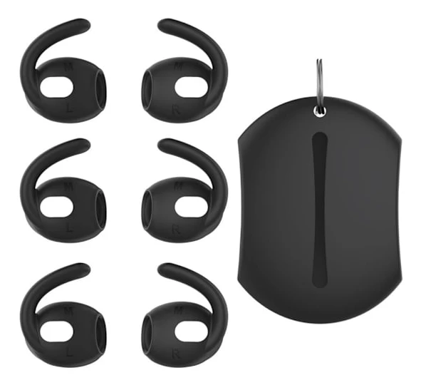 AHASTYLE Apple AirPods Pro 3 Ear Hooks 3 Pairs, Size M, and Case - Black
