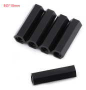 M3x18mm Svarta Hex Gängade Distanser 100-pack