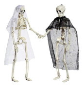 2 Skelett Full Storlek Böjbart Människa Halloween Party Rekvisita Spökhus Dekor (FMY)