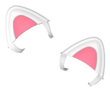 1 par hörlurar kattöron söt universell Bluetooth-kompatibel headset silikon kitty öron dekoration hörlurar tillbehör (färg: vit)