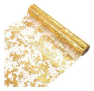 1 st julbordstablett, 28 cm x 5 m guld bordslöpare bordsdekoration