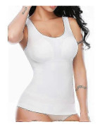 Shapewear Camisole för kvinnor med inbyggd BH, magkontroll, extra kompression, kroppsformare, viktminskning, linnen, bantningsunderkläder, L, vit