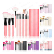 12Pcs/Sets Makeup Brushes Tool Eye Shadow Foundation Eyebrow Lip Brush cosmetics Leather Cup Holder Case Kit brush set