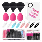 256 pcs Disposable Makeup Applicators Kit with Mixing Puff Makeup Artist Tools Supplies Mascara Wands, Lip Brushes, Hair Clips