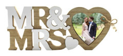 Bordsdekorationer Bröllop - Mr & Mrs Skylt för Bröllopsbord, Stora Mr och Miss Träbokstäver