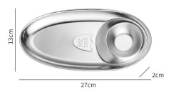 Såsrätter i rostfritt stål för kök Restaurang Sushi doppskål Mini krydda aptitretare med fack Silver Large Egg Shaped Seasoning Dish