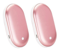 2-pack Uppladdningsbara Handvärmare USB Power Bank Elektrisk Fickvärmare Rose Gold