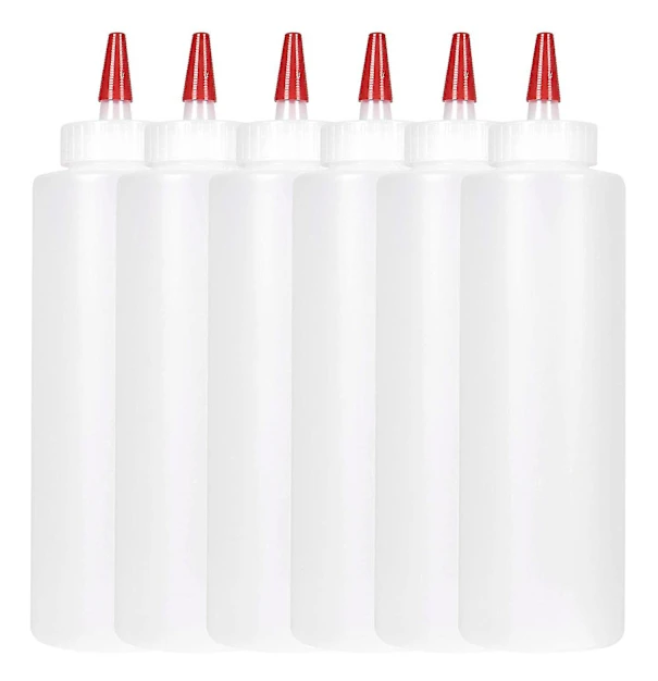 6 st klämflaskor för såser - 473 ml - Behållare för ketchup, grill, s