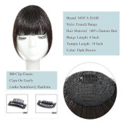 Clip In Bangs 100% Människohår Bangs Clip In Hårförlängningar Clip On Bangs Mörkbrun Clip In Bangs Äkta Människohår Falska Bangs För Naturligt Hår